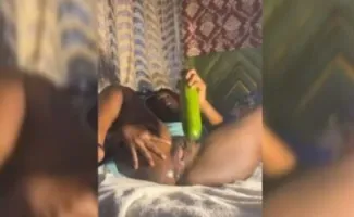 Vandalizing Her Vagina With Big Cucumber